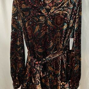 VENUS Black Dress with Gold and Blue Accents